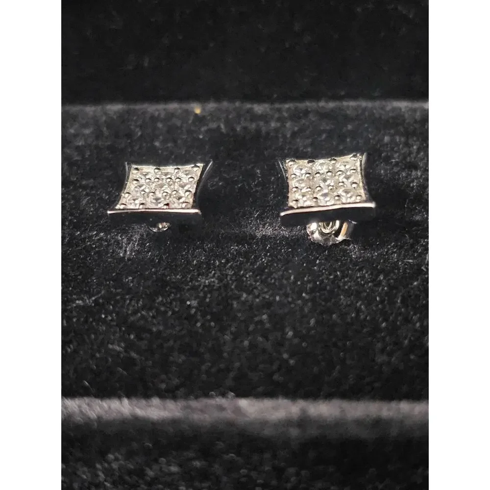 .925 sterling silver 6.8mm 'kites' Pavé Cubic Zirconia Earrings